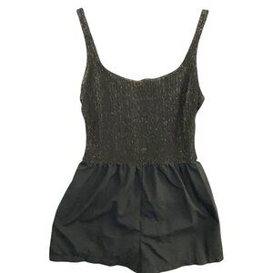 Vintage GABAR Women Swimwear Sz 14 Black Attached Shorts Summer Vacation 79-46